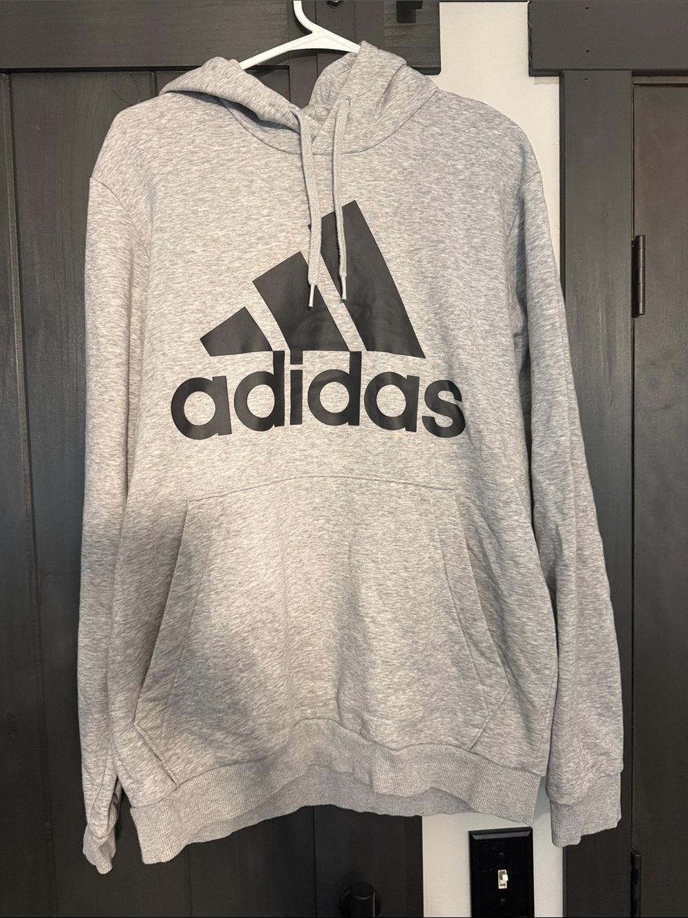 adidas Light Gray Pullover Hoodie with Black Logo